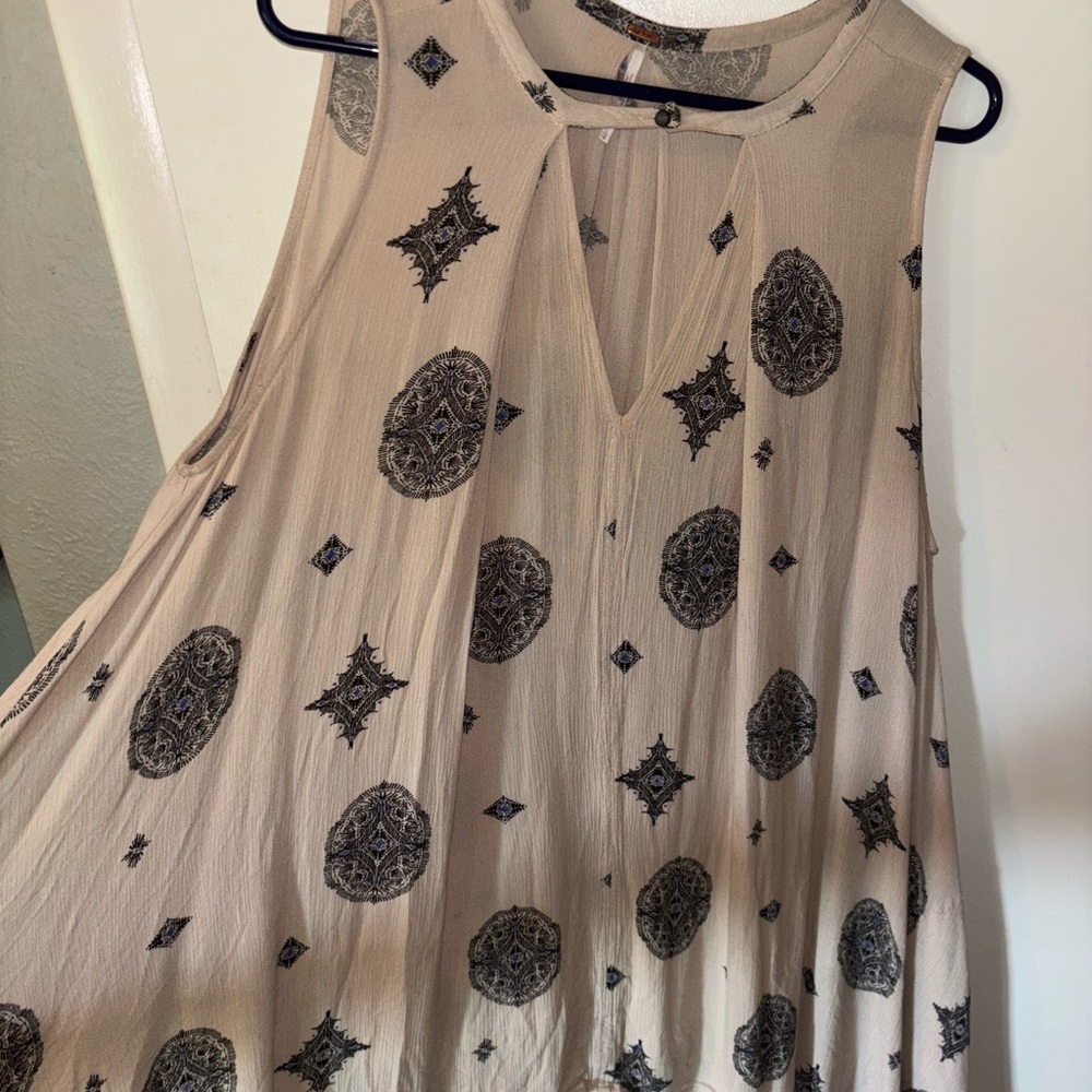 Free People Beige and Black Midi Dress